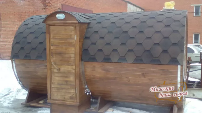 Баня Бочка Дуэт Wood 4000 Стандарт - Орех - Бани-бочки - Миасские бани и сауны