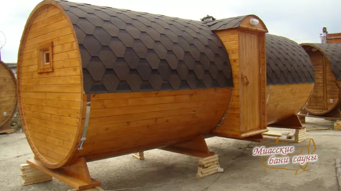 Баня Бочка Трио Wood 6000 Элит - Тик, Кедр - Бани-бочки - Миасские бани и сауны
